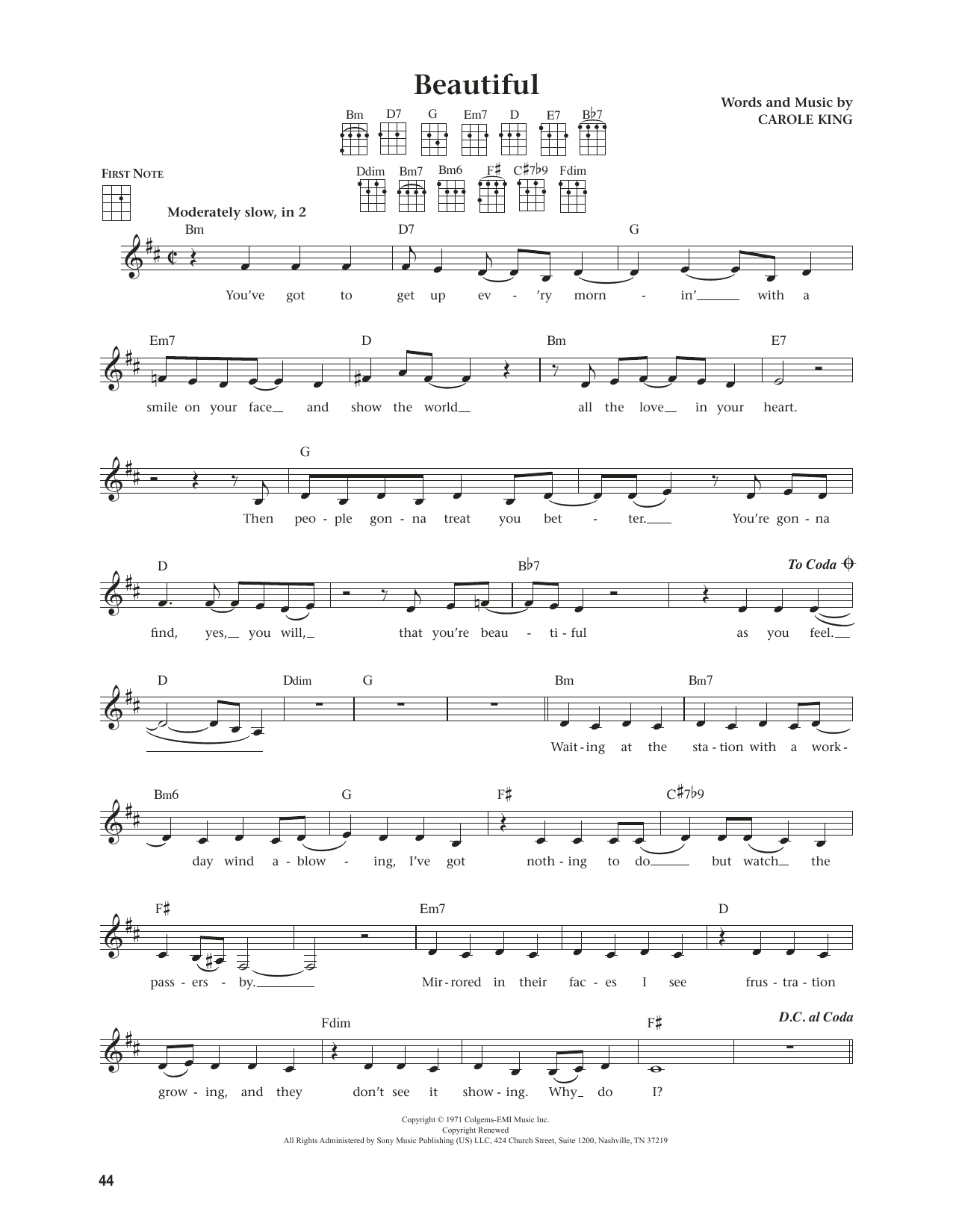 Carole King Beautiful (from The Daily Ukulele) (arr. Jim Beloff) Sheet Music Notes & Chords for Ukulele - Download or Print PDF