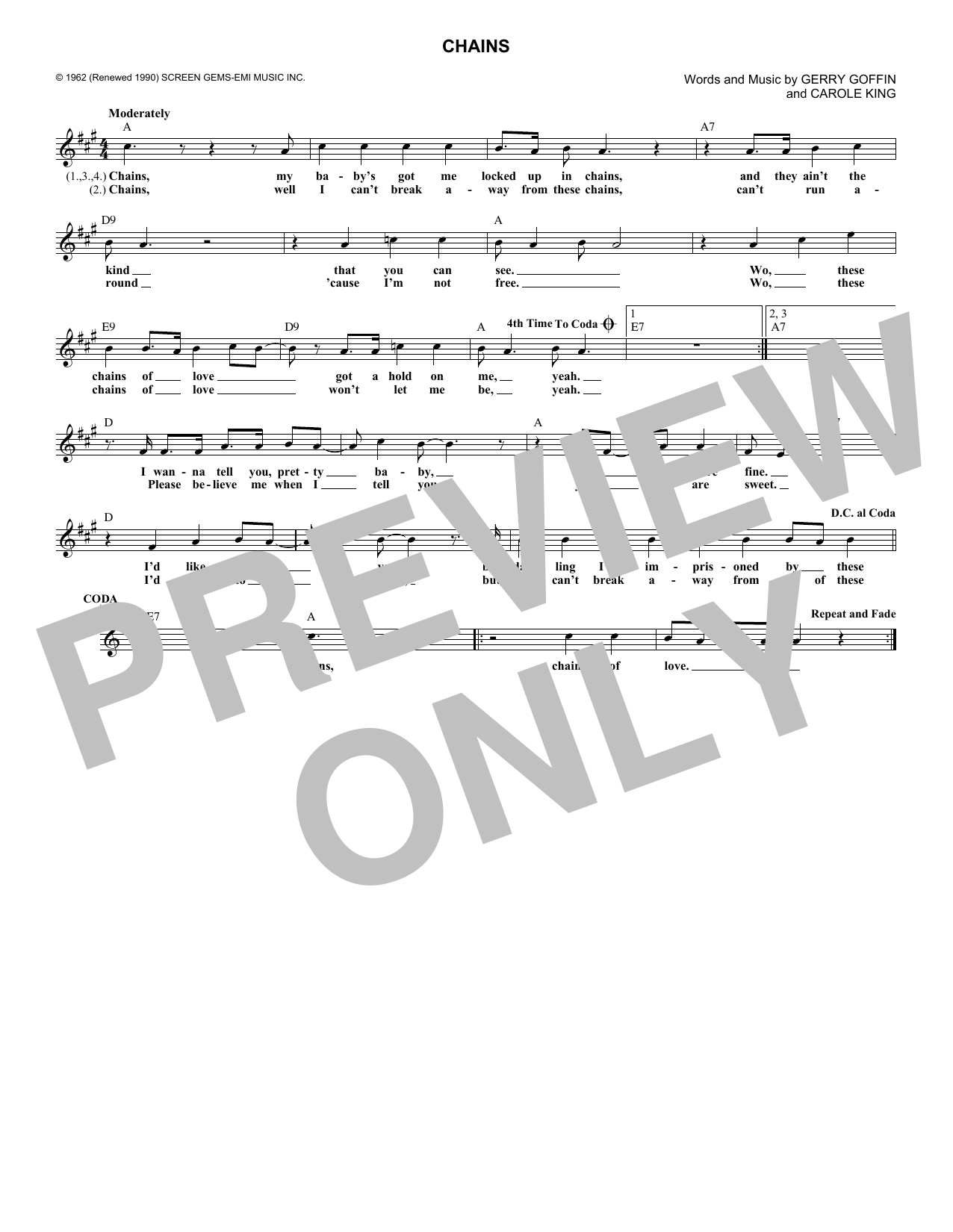 Carole King Chains Sheet Music Notes & Chords for Ukulele - Download or Print PDF