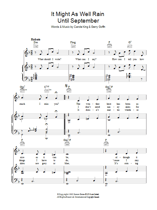 Carole King It Might As Well Rain Until September Sheet Music Notes & Chords for Ukulele - Download or Print PDF