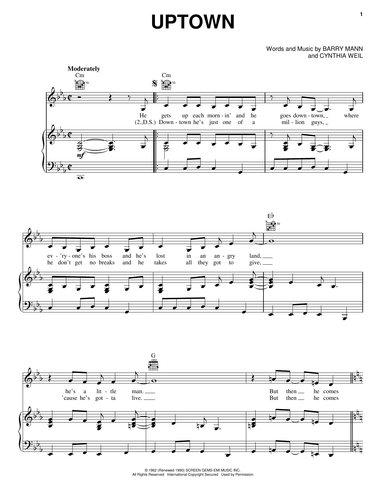 Carole King Uptown Sheet Music Notes & Chords for Ukulele - Download or Print PDF