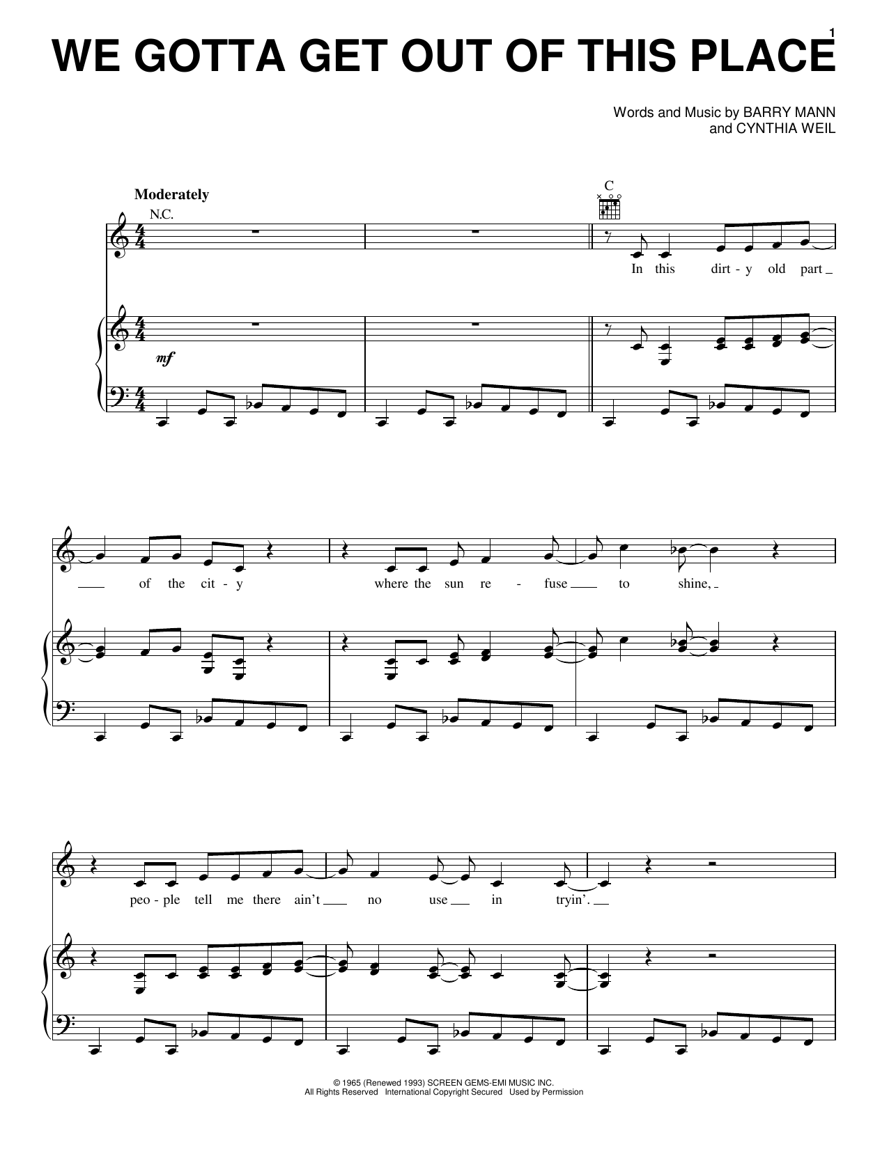 Carole King We Gotta Get Out Of This Place Sheet Music Notes & Chords for Ukulele - Download or Print PDF