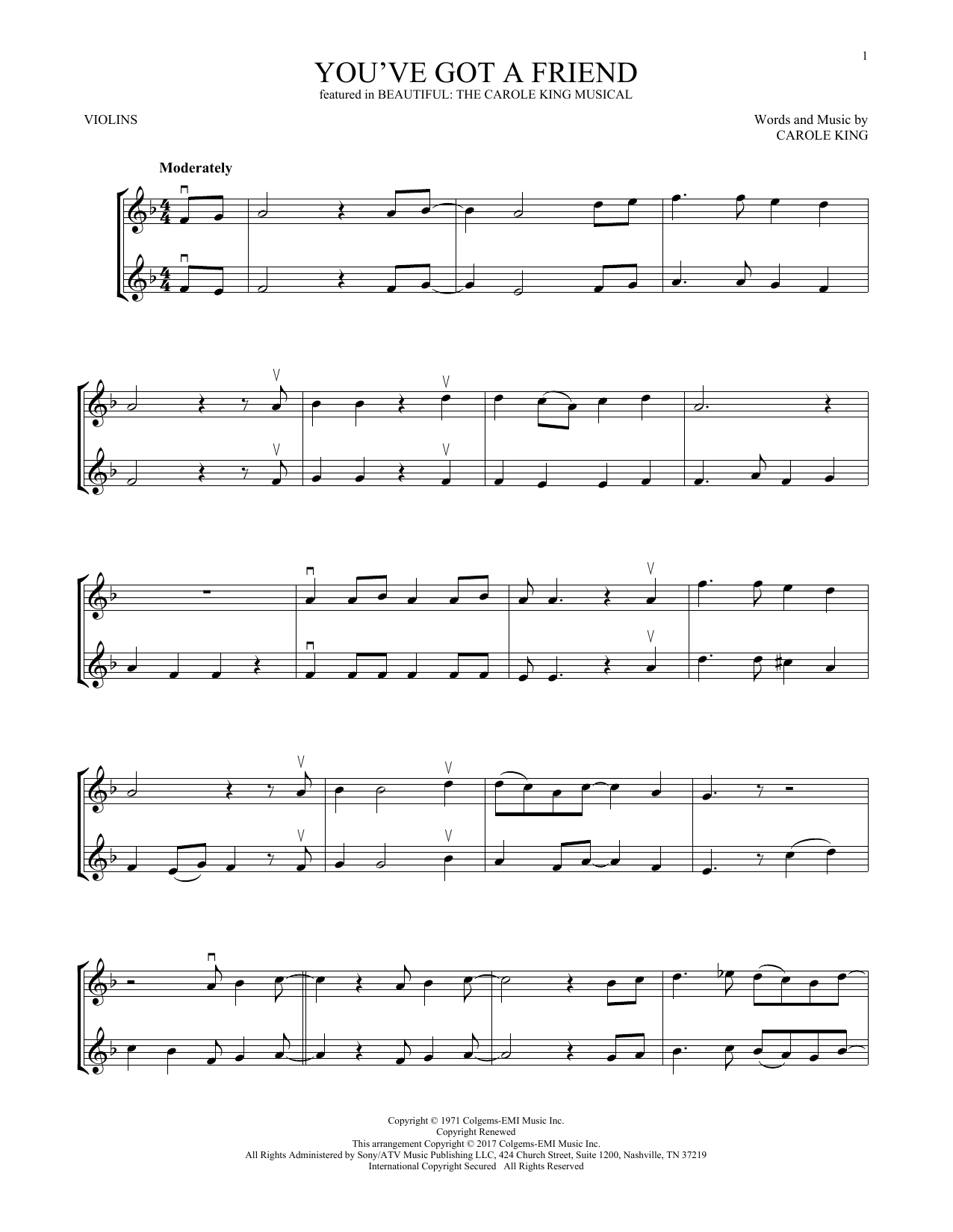 Carole King You've Got A Friend (from Beautiful: The Carole King Musical) Sheet Music Notes & Chords for Alto Sax Duet - Download or Print PDF
