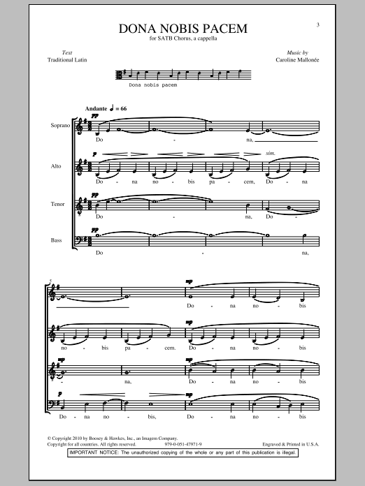 Caroline Mallonee Dona Nobis Pacem Sheet Music Notes & Chords for SATB - Download or Print PDF