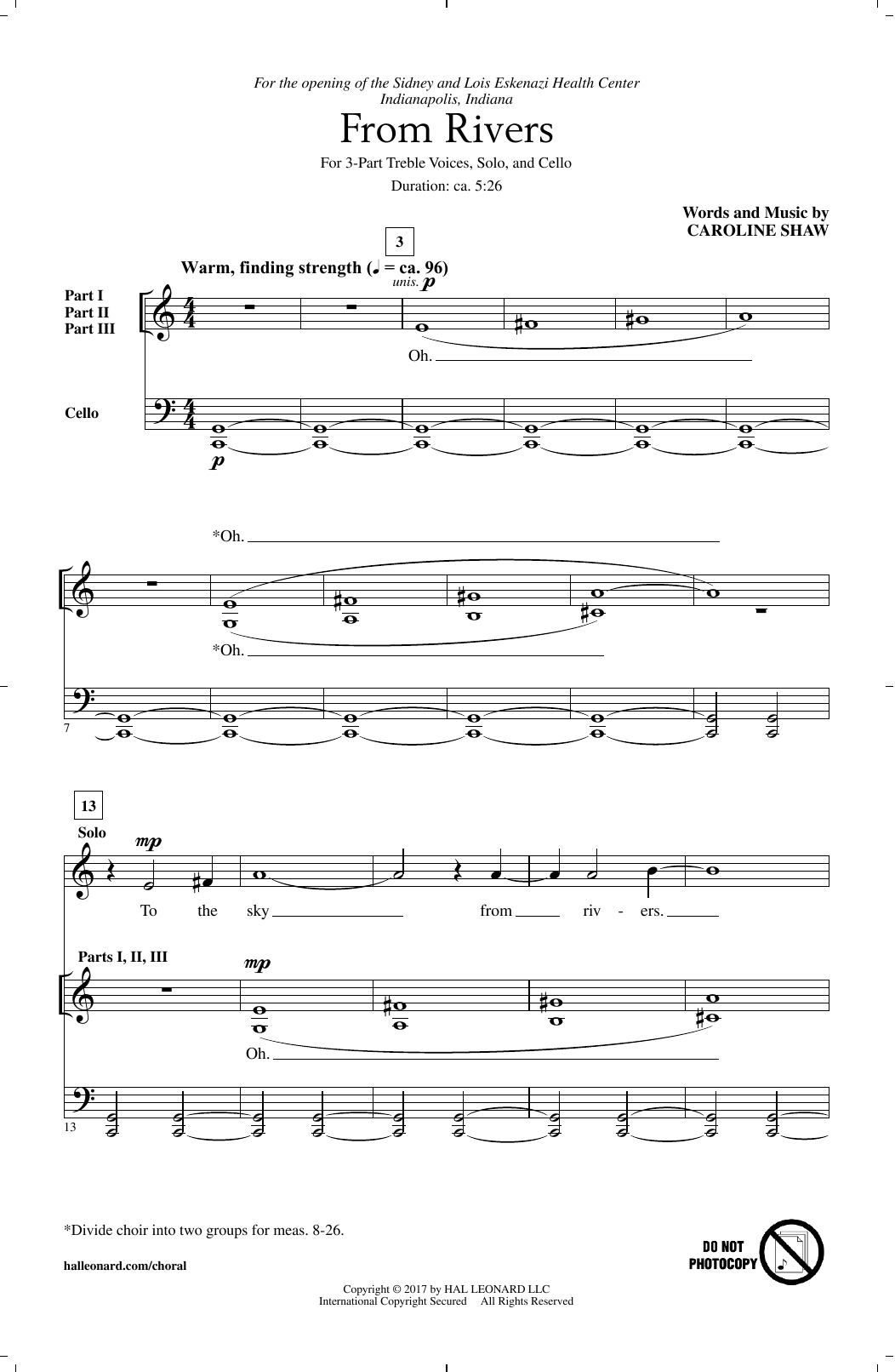 Caroline Shaw From Rivers Sheet Music Notes & Chords for 3-Part Treble - Download or Print PDF