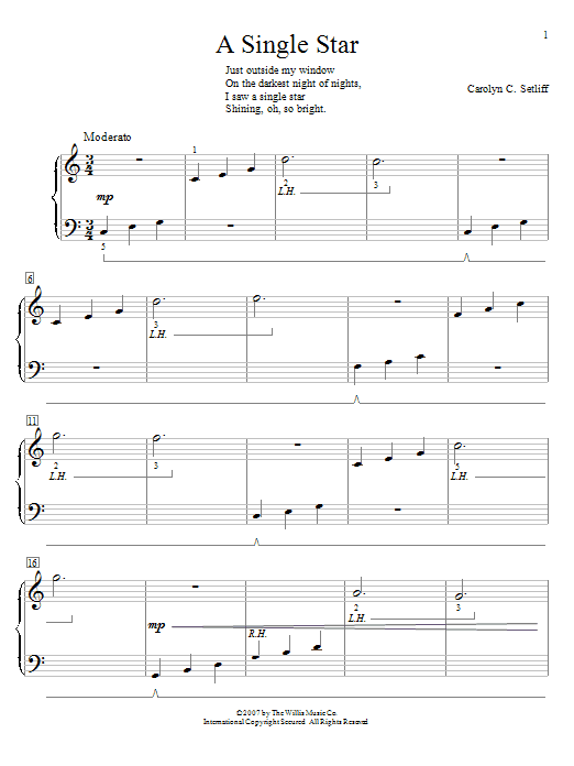 Carolyn C. Setliff A Single Star Sheet Music Notes & Chords for Educational Piano - Download or Print PDF