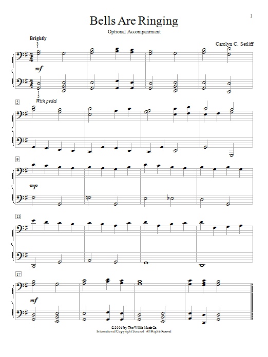 Carolyn C. Setliff Bells Are Ringing Sheet Music Notes & Chords for Piano Duet - Download or Print PDF