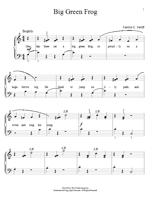Carolyn C. Setliff Big Green Frog Sheet Music Notes & Chords for Educational Piano - Download or Print PDF