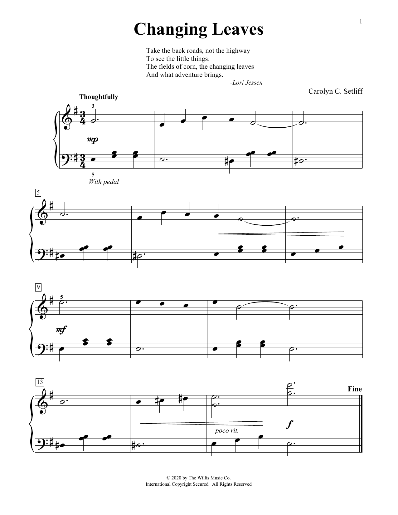 Carolyn C. Setliff Changing Leaves Sheet Music Notes & Chords for Educational Piano - Download or Print PDF