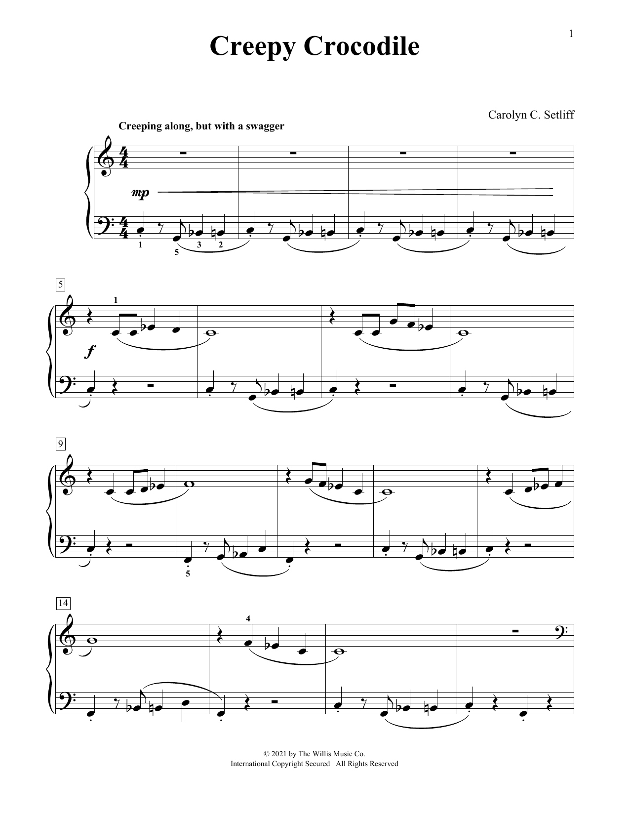 Carolyn C. Setliff Creepy Crocodile Sheet Music Notes & Chords for Educational Piano - Download or Print PDF