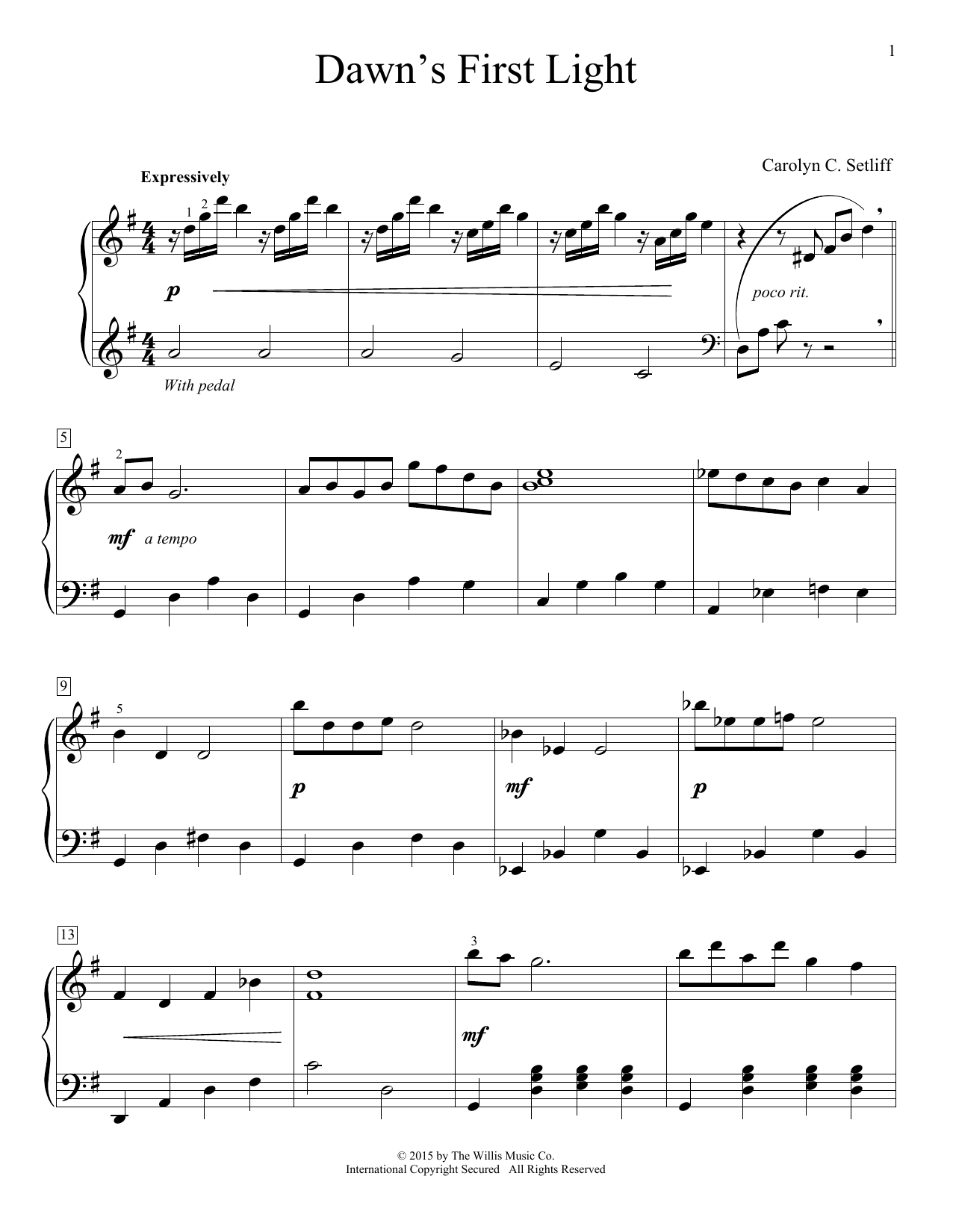 Carolyn C. Setliff Dawn's First Light Sheet Music Notes & Chords for Educational Piano - Download or Print PDF