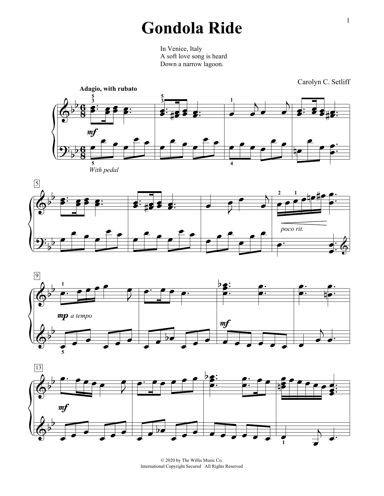 Carolyn C. Setliff Gondola Ride Sheet Music Notes & Chords for Educational Piano - Download or Print PDF