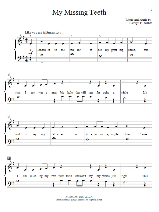 Carolyn C. Setliff My Missing Teeth Sheet Music Notes & Chords for Educational Piano - Download or Print PDF