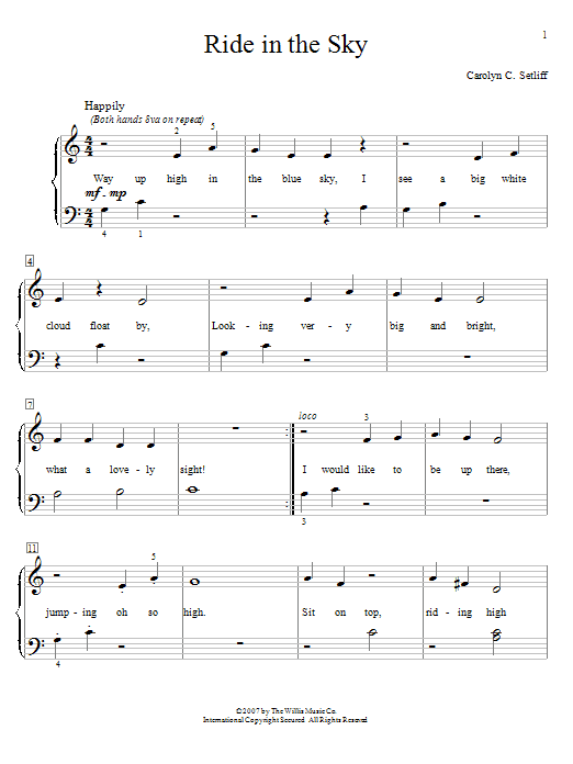 Carolyn C. Setliff Ride In The Sky Sheet Music Notes & Chords for Educational Piano - Download or Print PDF