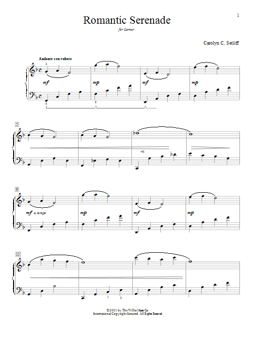 Carolyn C. Setliff Romantic Serenade Sheet Music Notes & Chords for Educational Piano - Download or Print PDF