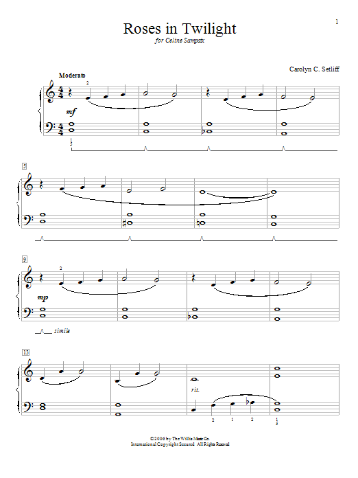 Carolyn C. Setliff Roses In Twilight Sheet Music Notes & Chords for Educational Piano - Download or Print PDF