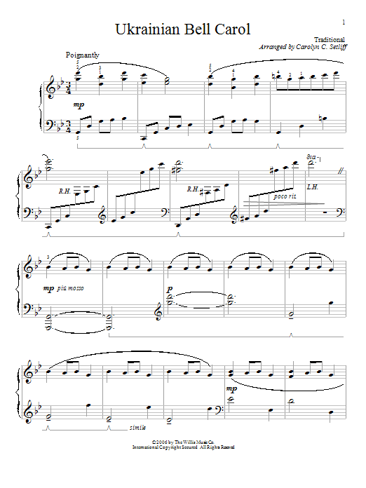 Carolyn C. Setliff Ukrainian Bell Carol Sheet Music Notes & Chords for Educational Piano - Download or Print PDF