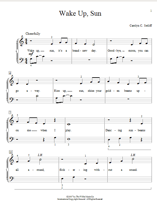 Carolyn C. Setliff Wake Up, Sun Sheet Music Notes & Chords for Educational Piano - Download or Print PDF