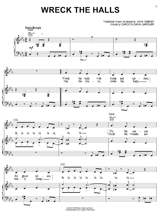 Carolyn Dawn Gardner Wreck The Halls Sheet Music Notes & Chords for Piano, Vocal & Guitar (Right-Hand Melody) - Download or Print PDF