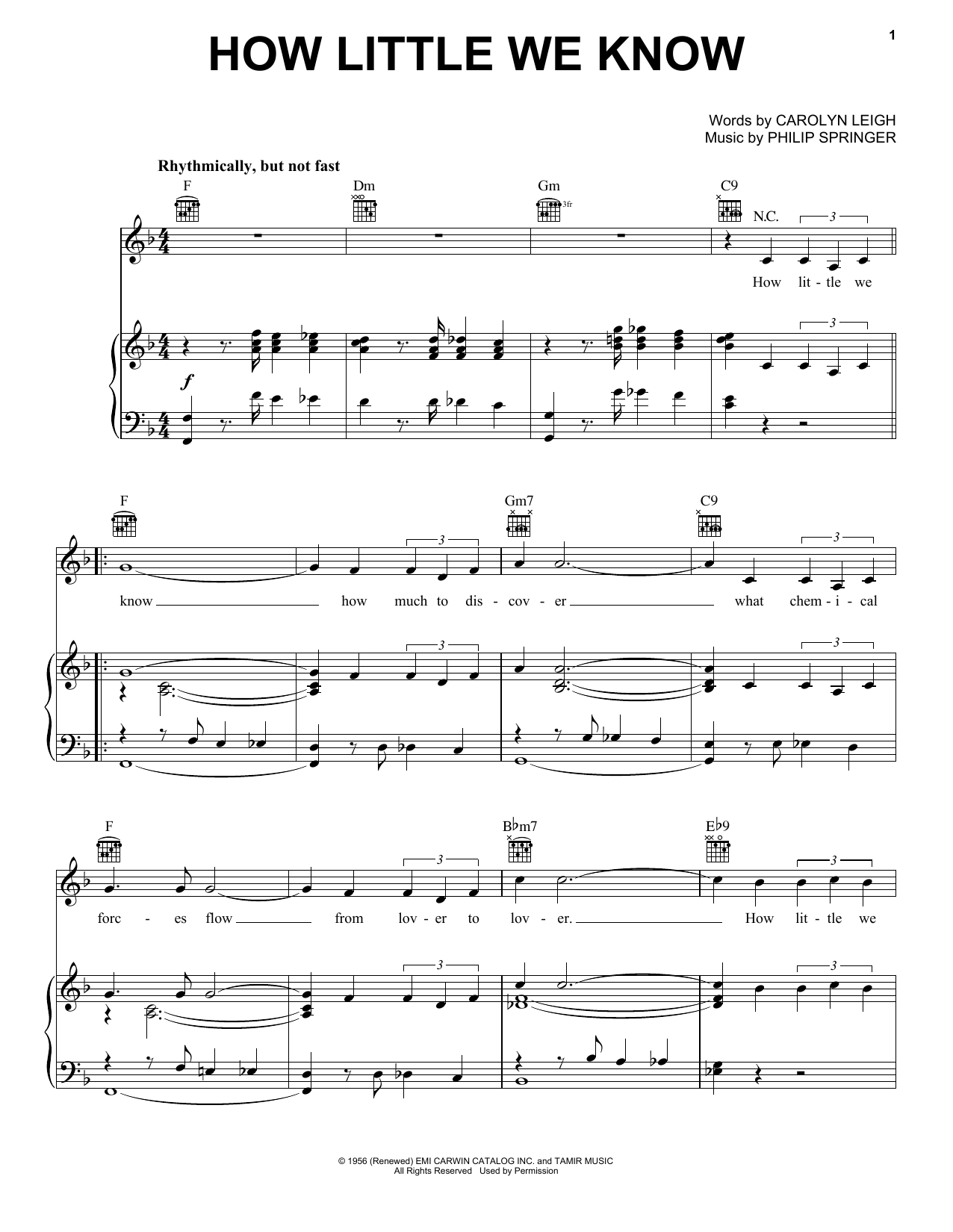 Carolyn Leigh How Little We Know Sheet Music Notes & Chords for Piano, Vocal & Guitar (Right-Hand Melody) - Download or Print PDF