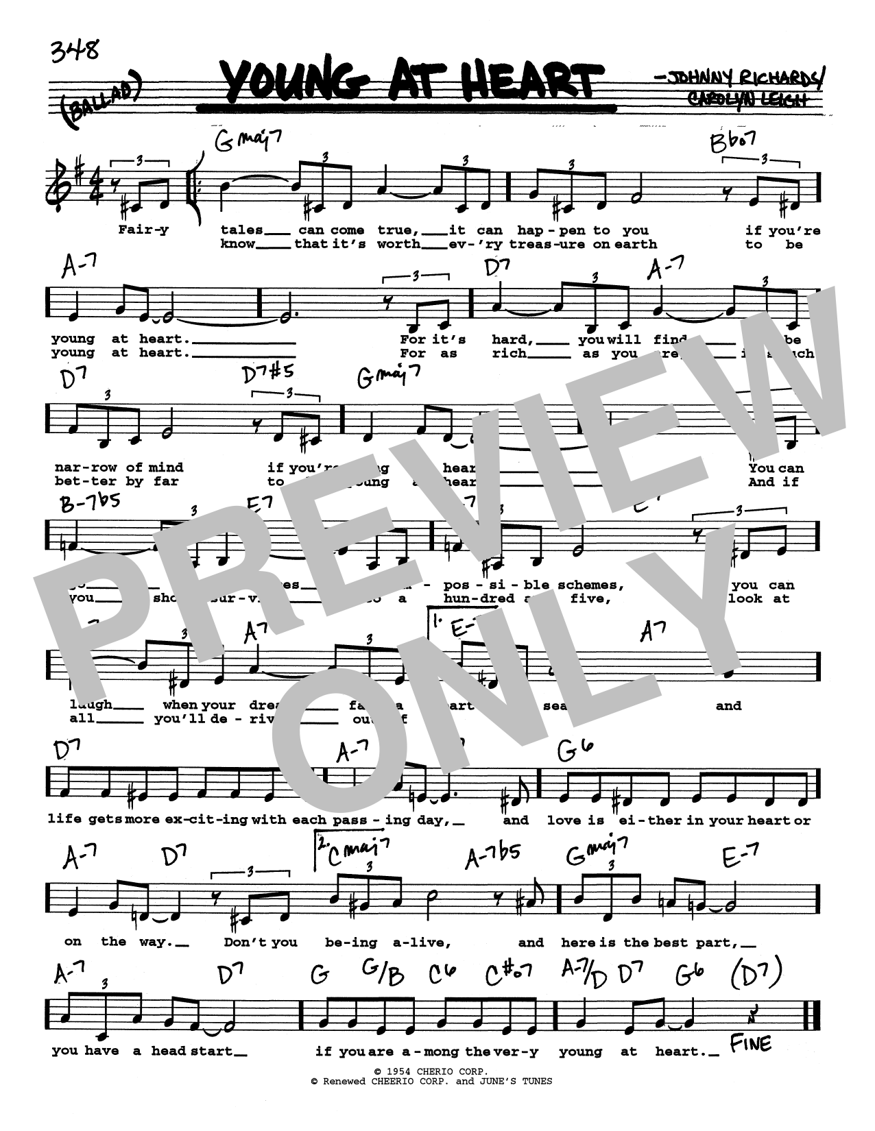 Carolyn Leigh Young At Heart (Low Voice) Sheet Music Notes & Chords for Real Book – Melody, Lyrics & Chords - Download or Print PDF