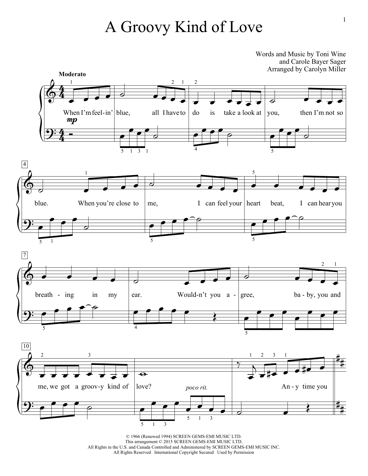 Carolyn Miller A Groovy Kind Of Love Sheet Music Notes & Chords for Educational Piano - Download or Print PDF