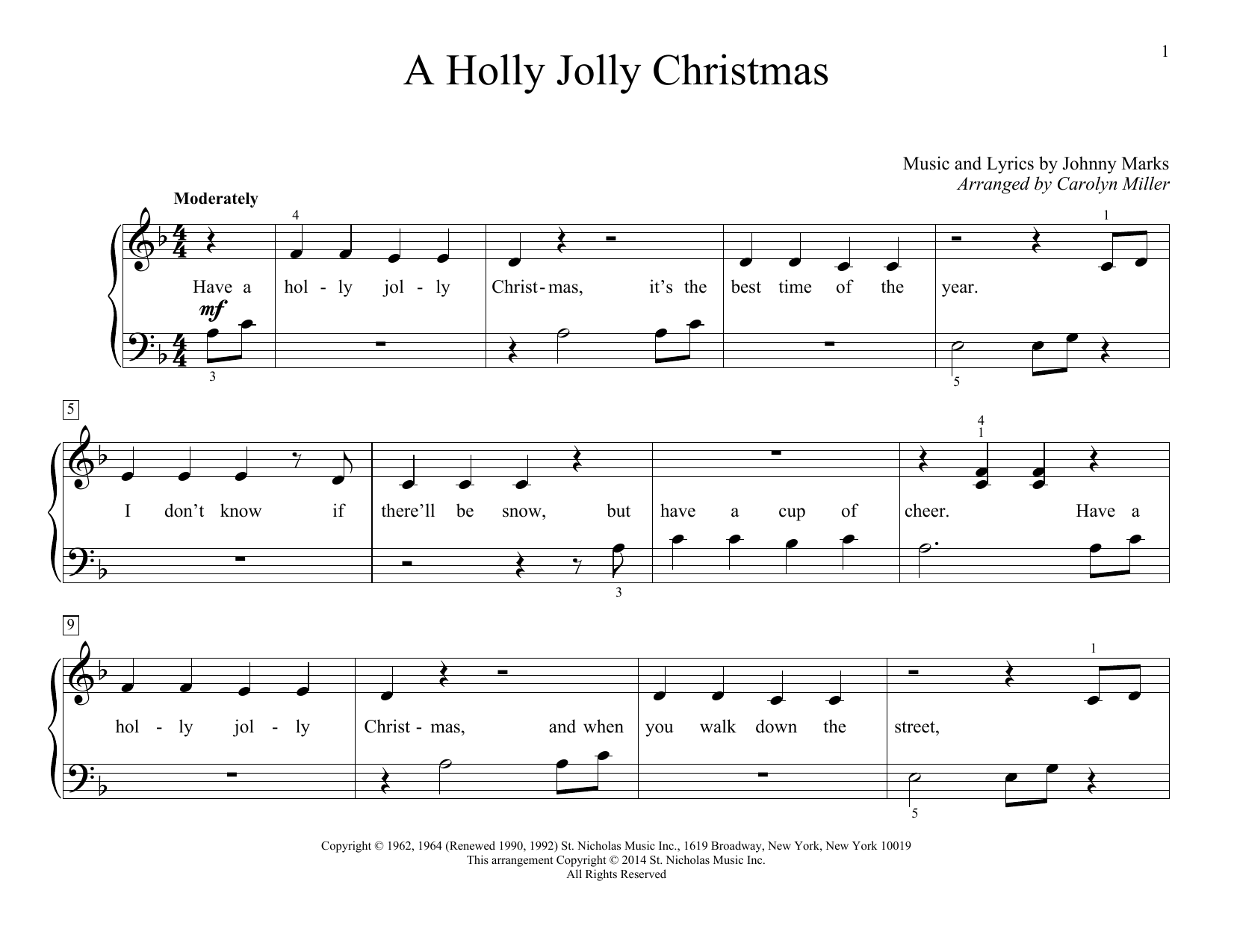 Carolyn Miller A Holly Jolly Christmas Sheet Music Notes & Chords for Educational Piano - Download or Print PDF