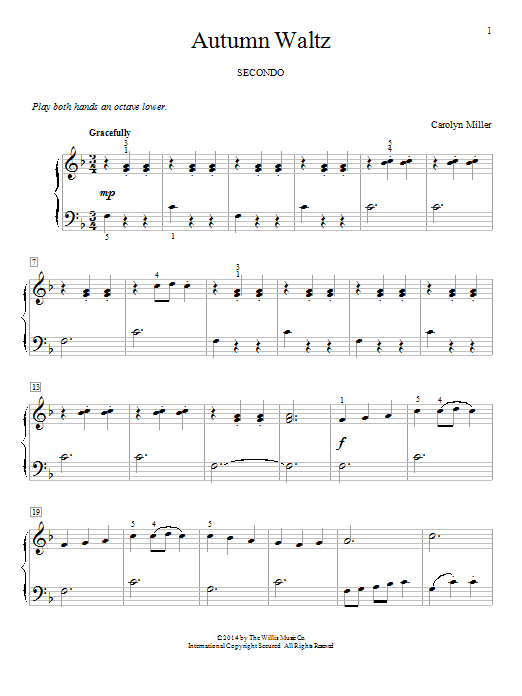 Carolyn Miller Autumn Waltz Sheet Music Notes & Chords for Piano Duet - Download or Print PDF