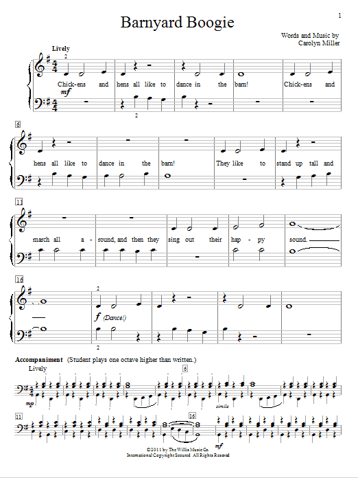 Carolyn Miller Barnyard Boogie Sheet Music Notes & Chords for Educational Piano - Download or Print PDF