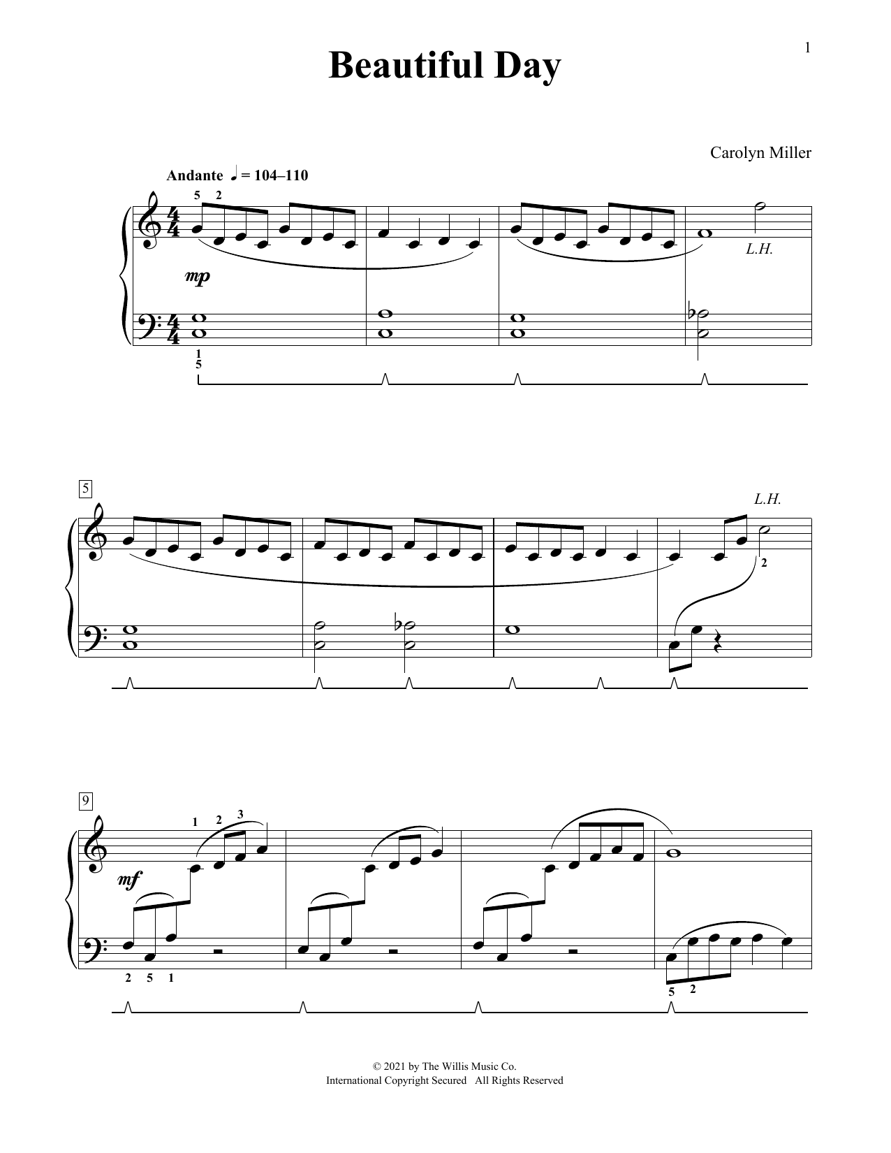 Carolyn Miller Beautiful Day Sheet Music Notes & Chords for Educational Piano - Download or Print PDF