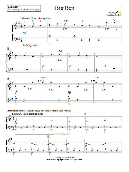 Carolyn Miller Big Ben Sheet Music Notes & Chords for Educational Piano - Download or Print PDF