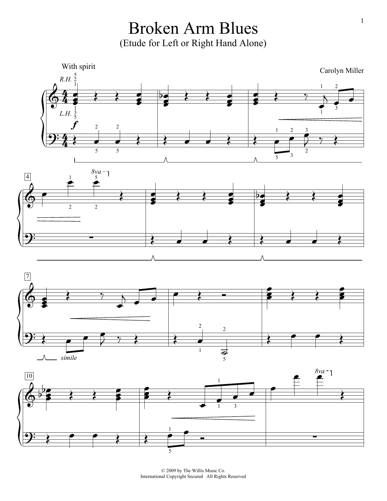 Carolyn Miller Broken Arm Blues Sheet Music Notes & Chords for Educational Piano - Download or Print PDF