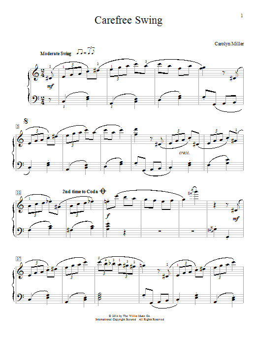 Carolyn Miller Carefree Swing Sheet Music Notes & Chords for Educational Piano - Download or Print PDF