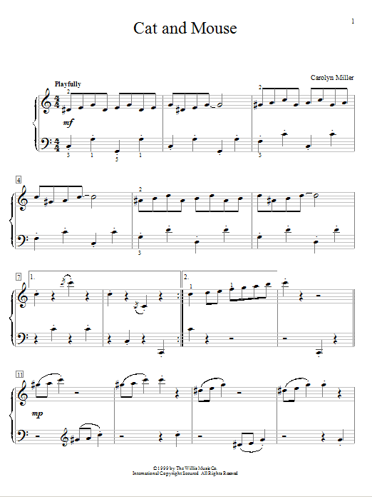 Carolyn Miller Cat And Mouse Sheet Music Notes & Chords for Educational Piano - Download or Print PDF