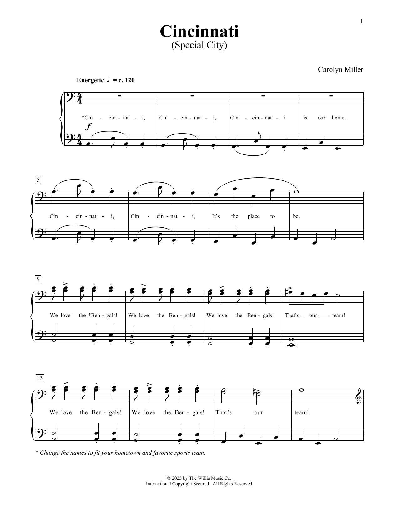 Carolyn Miller Cincinnati Sheet Music Notes & Chords for Educational Piano - Download or Print PDF