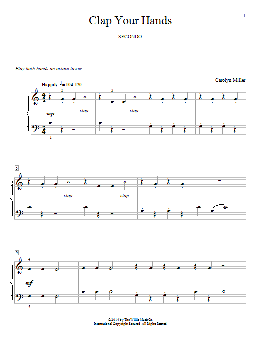 Carolyn Miller Clap Your Hands Sheet Music Notes & Chords for Piano Duet - Download or Print PDF