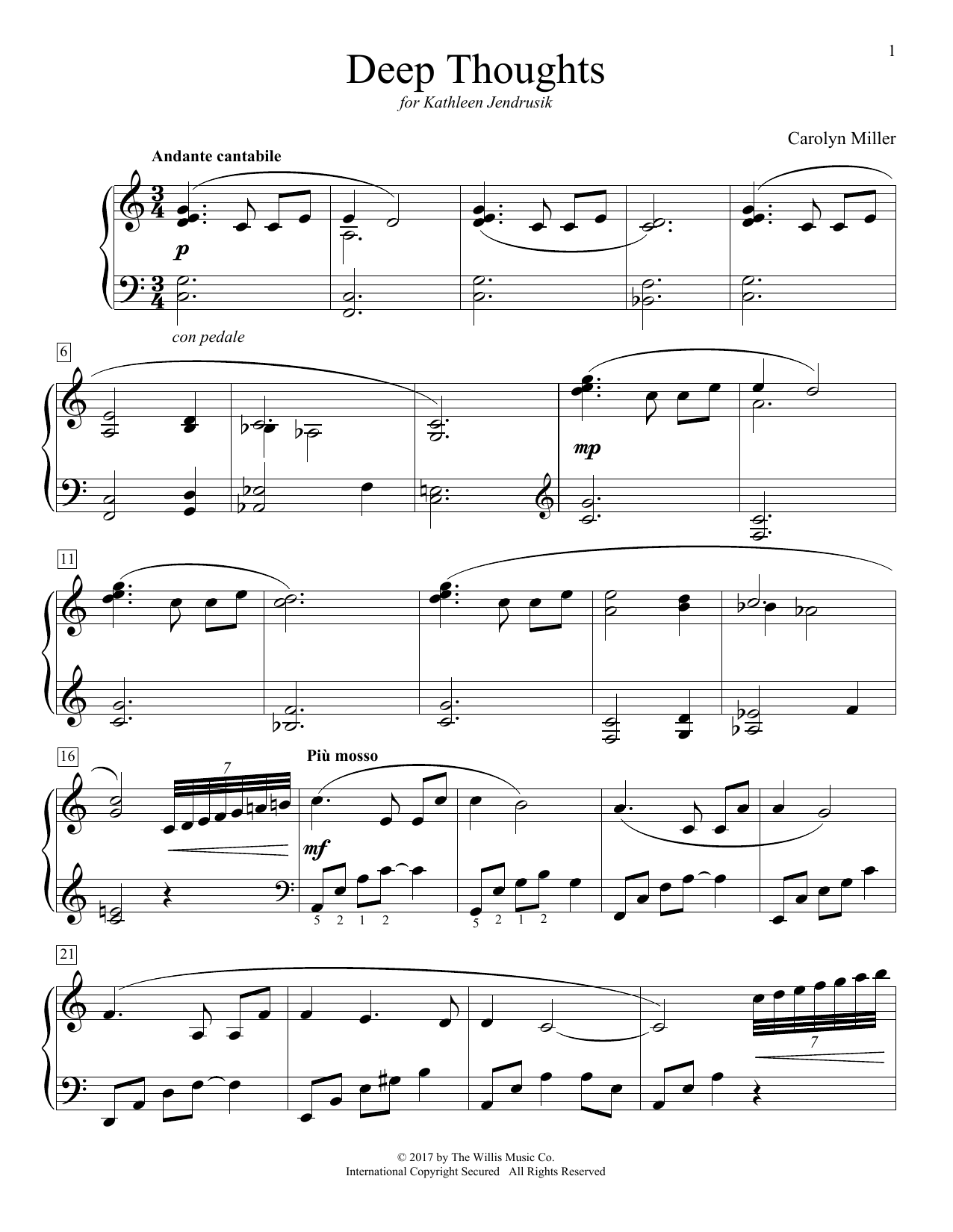 Carolyn Miller Deep Thoughts Sheet Music Notes & Chords for Educational Piano - Download or Print PDF