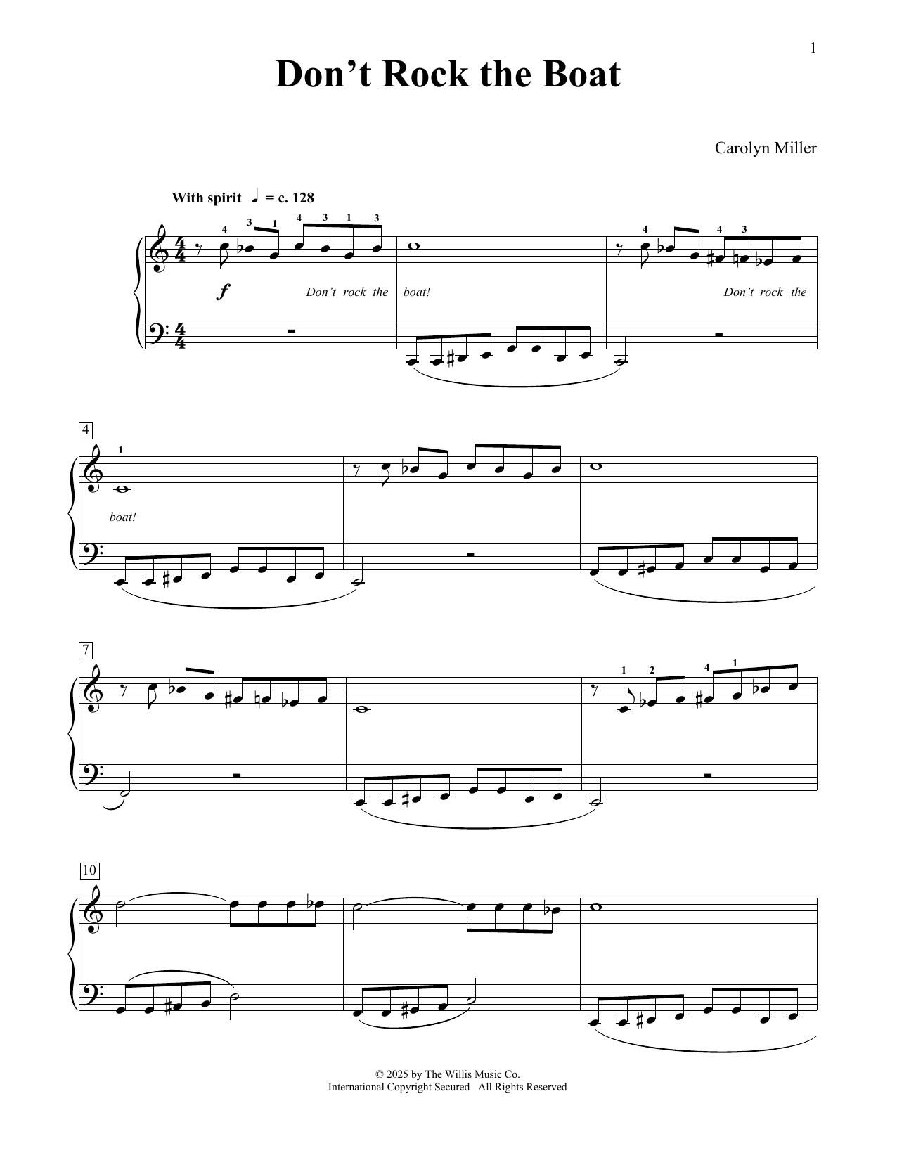 Carolyn Miller Don't Rock The Boat Sheet Music Notes & Chords for Educational Piano - Download or Print PDF