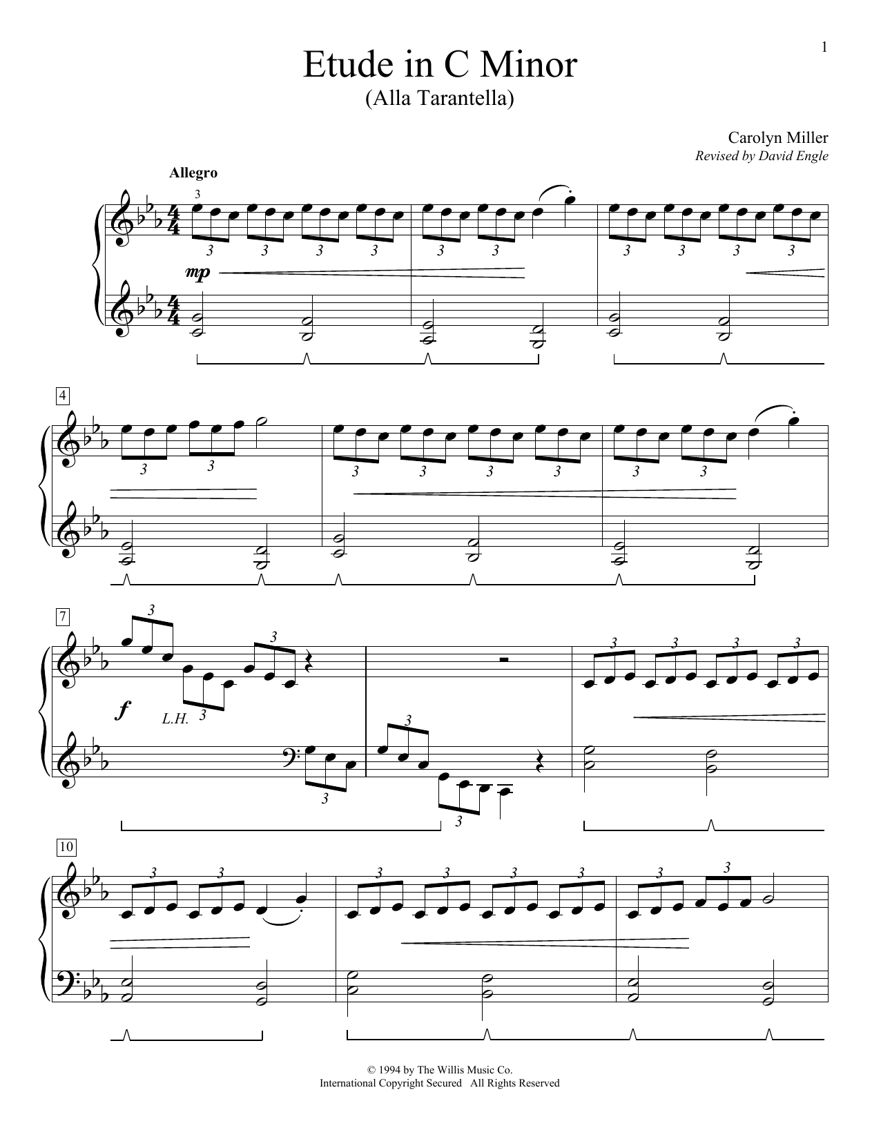 Carolyn Miller Etude In C Minor Sheet Music Notes & Chords for Educational Piano - Download or Print PDF