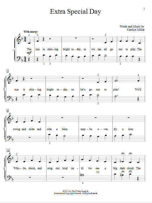 Carolyn Miller Extra Special Day Sheet Music Notes & Chords for Educational Piano - Download or Print PDF