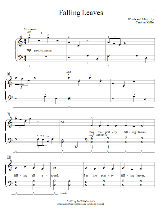 Carolyn Miller Falling Leaves Sheet Music Notes & Chords for Educational Piano - Download or Print PDF