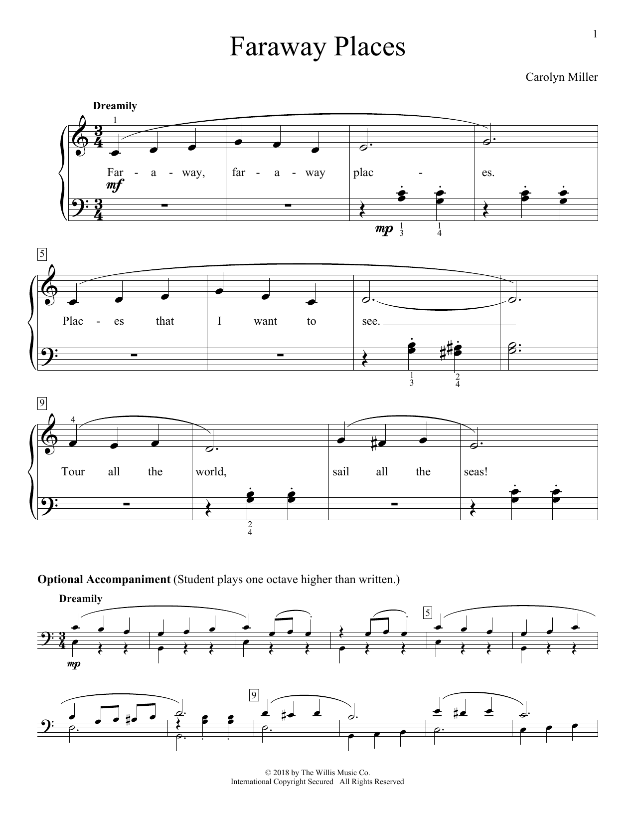 Carolyn Miller Faraway Places Sheet Music Notes & Chords for Educational Piano - Download or Print PDF