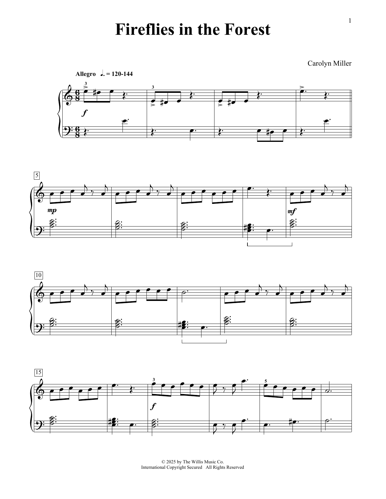 Carolyn Miller Fireflies In The Forest Sheet Music Notes & Chords for Educational Piano - Download or Print PDF