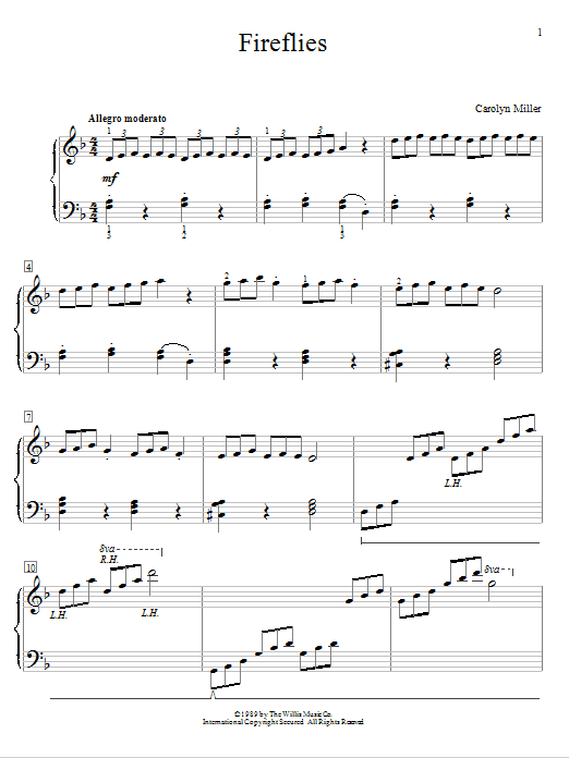 Carolyn Miller Fireflies Sheet Music Notes & Chords for Educational Piano - Download or Print PDF