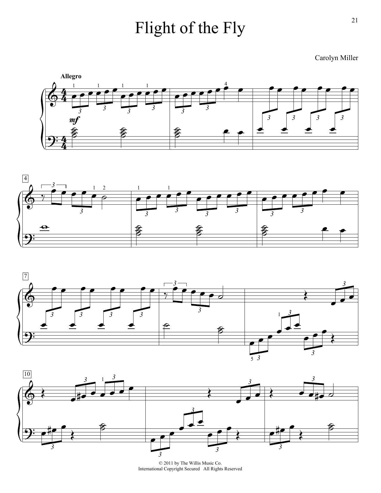 Carolyn Miller Flight Of The Fly Sheet Music Notes & Chords for Educational Piano - Download or Print PDF