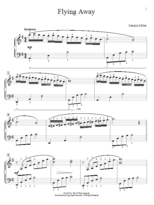 Carolyn Miller Flying Away Sheet Music Notes & Chords for Educational Piano - Download or Print PDF