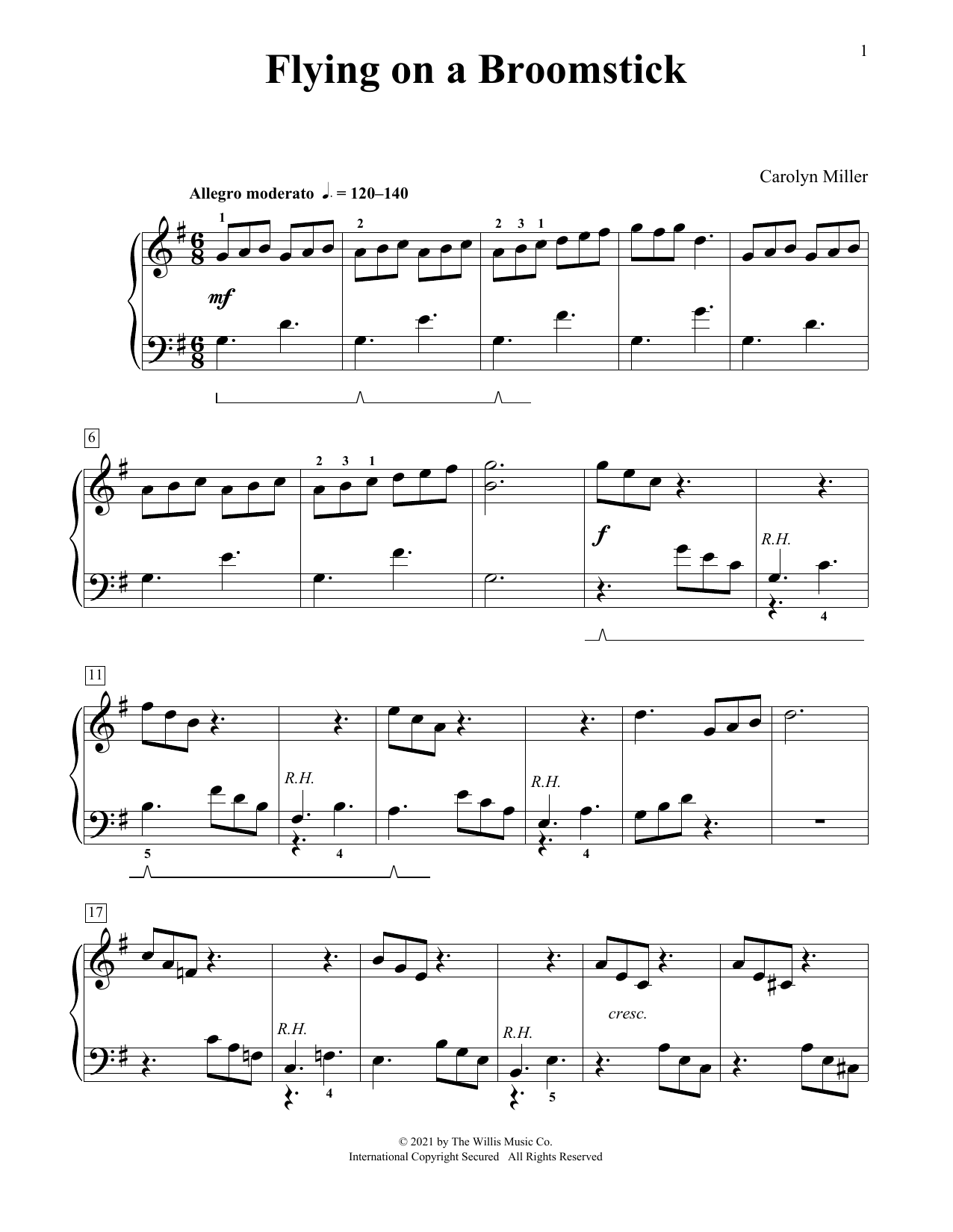 Carolyn Miller Flying On A Broomstick Sheet Music Notes & Chords for Educational Piano - Download or Print PDF