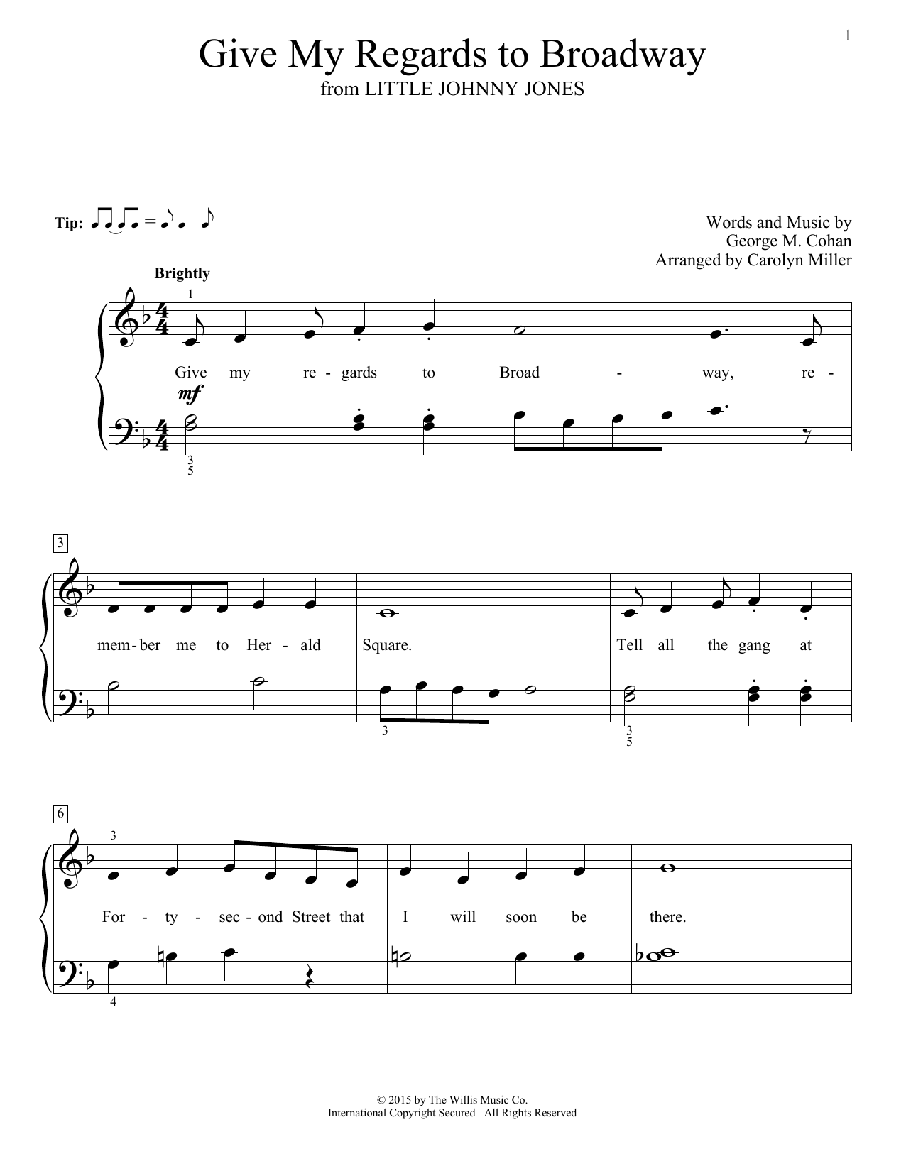 Carolyn Miller Give My Regards To Broadway Sheet Music Notes & Chords for Educational Piano - Download or Print PDF