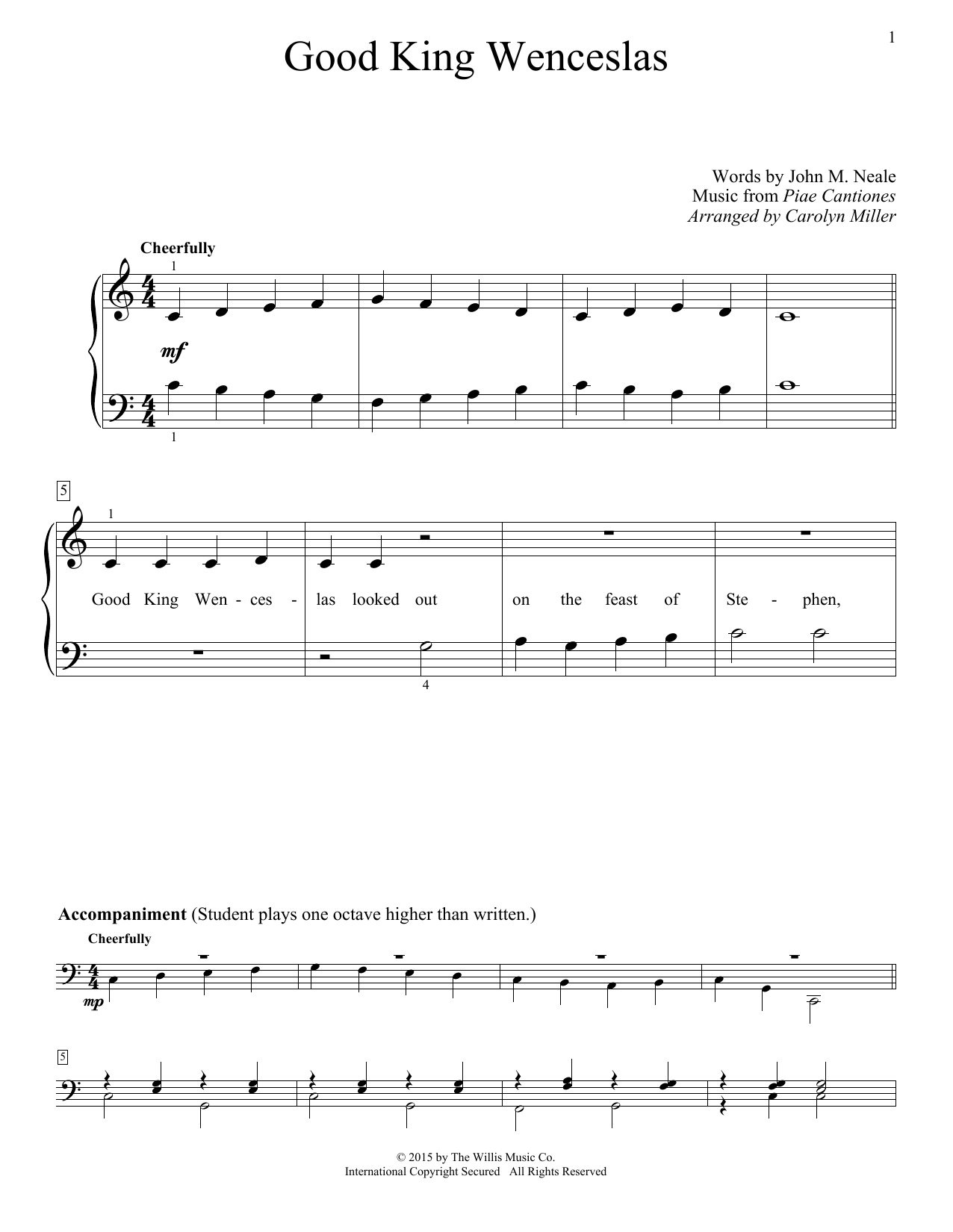 Carolyn Miller Good King Wenceslas Sheet Music Notes & Chords for Educational Piano - Download or Print PDF