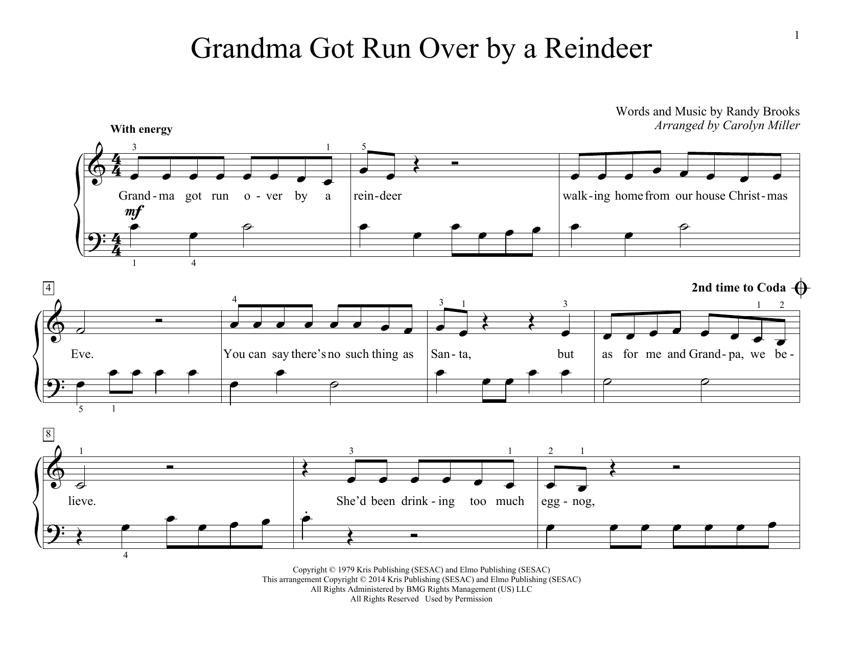 Carolyn Miller Grandma Got Run Over By A Reindeer Sheet Music Notes & Chords for Educational Piano - Download or Print PDF