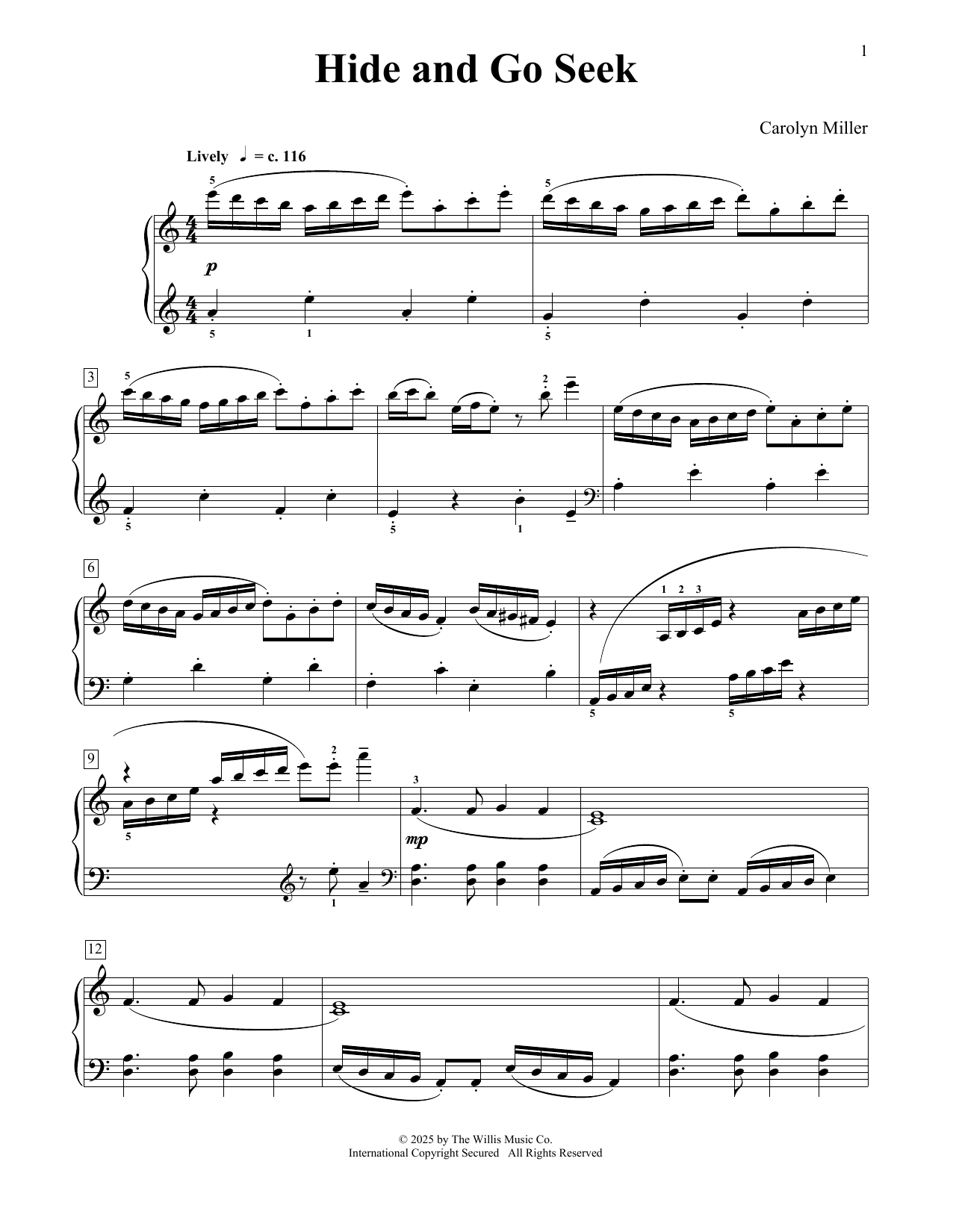 Carolyn Miller Hide And Go Seek Sheet Music Notes & Chords for Educational Piano - Download or Print PDF